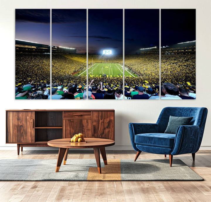 University of Michigan Wolverines Football Team Print - Ann Arbor Michigan Stadium Wall Art Canvas Print