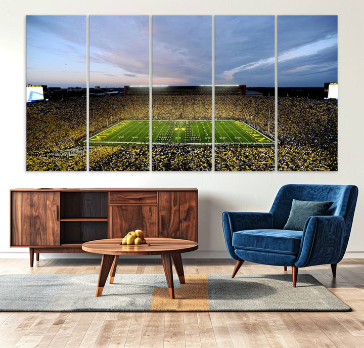 University of Michigan Wolverines Football Team Print - Ann Arbor Michigan Stadium Wall Art Canvas Print