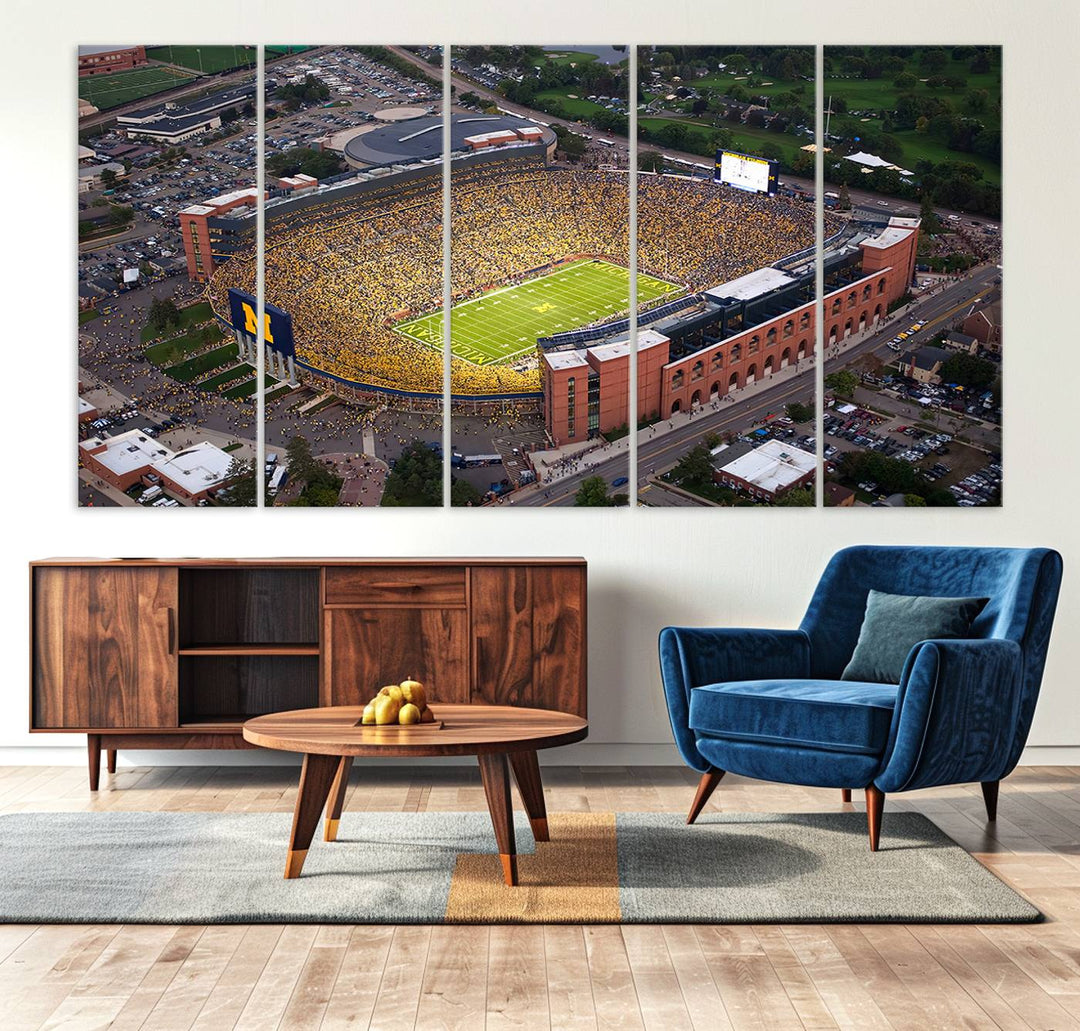 University of Michigan Wolverines Football Team Print - Ann Arbor Michigan Stadium Wall Art Canvas Print