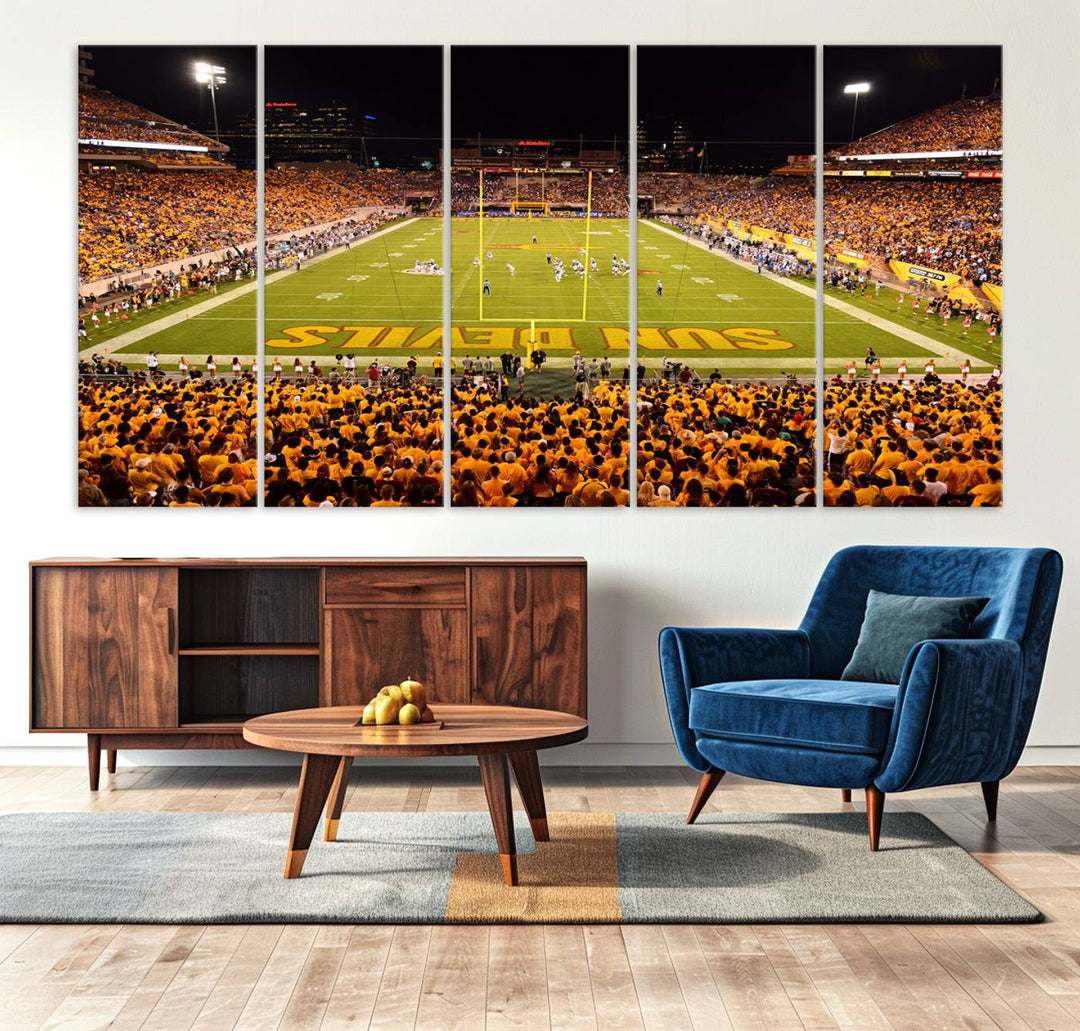 ASU Sun Devils Football Team Print - Phoenix Mountain America Stadium Wall Art Canvas Print