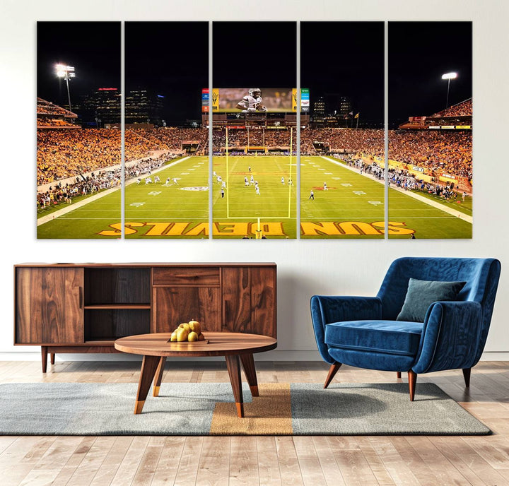 ASU Sun Devils Football Team Print - Phoenix Mountain America Stadium Wall Art Canvas Print