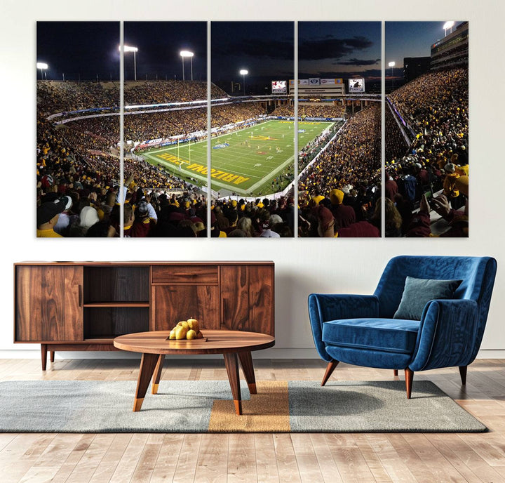 ASU Sun Devils Football Team Print - Phoenix Mountain America Stadium Wall Art Canvas Print