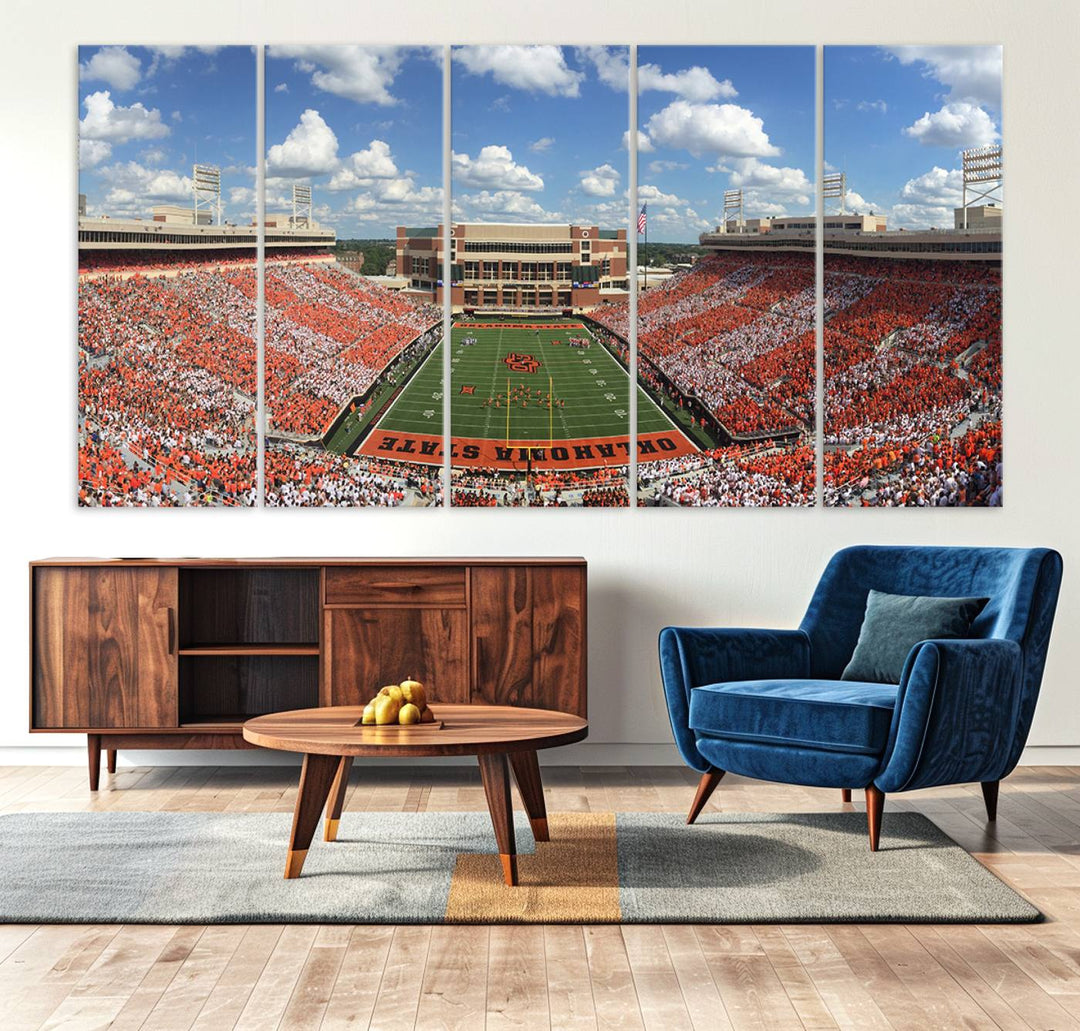 Oklahoma State Cowboys Football Team Print - Stillwater Boone Pickens Stadium Wall Art Canvas Print