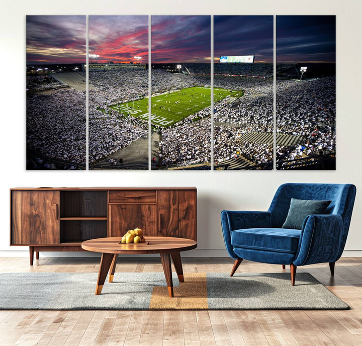 Penn State Nittany Lions Football Team Print - University Park Beaver Stadium Wall Art Canvas Print