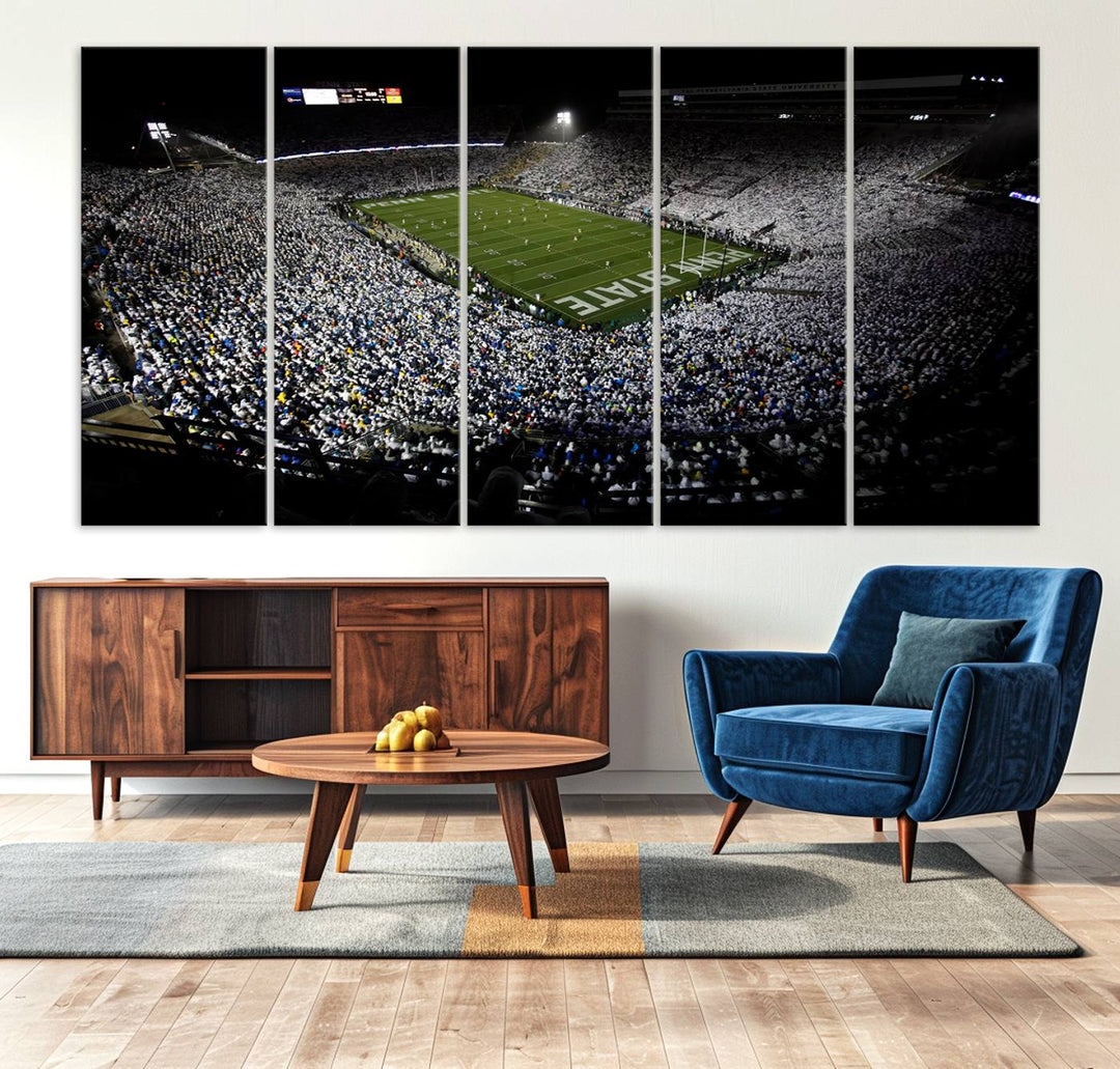 Penn State Nittany Lions Football Team Print - University Park Beaver Stadium Wall Art Canvas Print