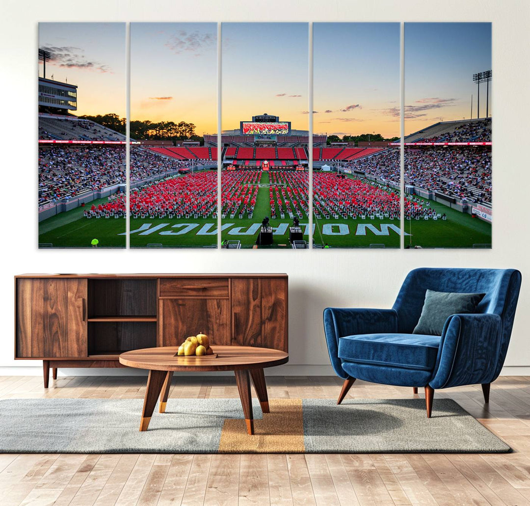 NC State Wolfpack Football Team Print - Raleigh Carter-Finley Stadium Wall Art Canvas Print