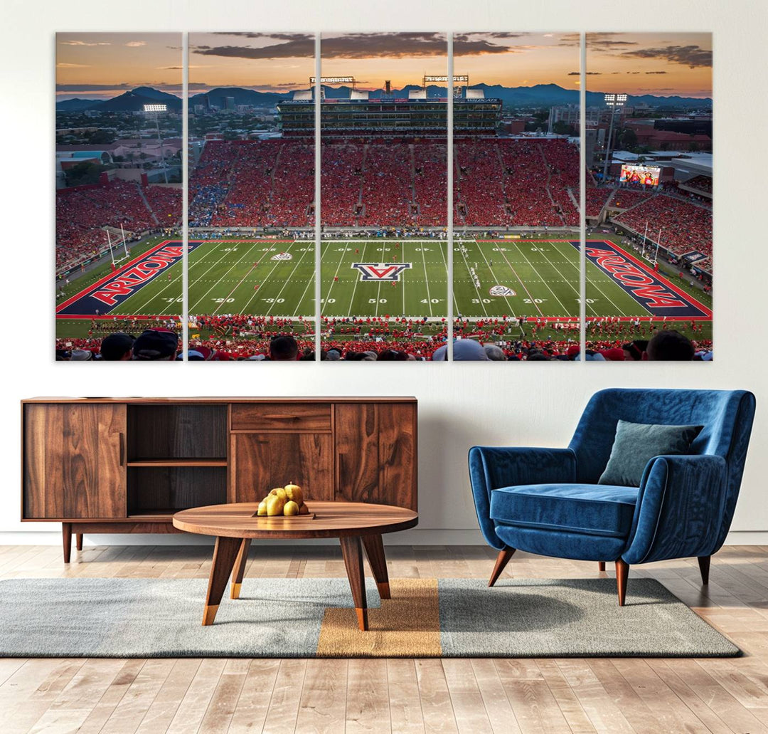 Arizona Wildcats Football Team Print - Tucson Arizona Stadium Wall Art Canvas Print