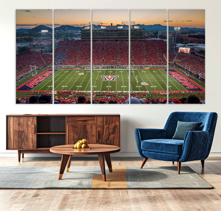 Arizona Wildcats Football Team Print - Tucson Arizona Stadium Wall Art Canvas Print