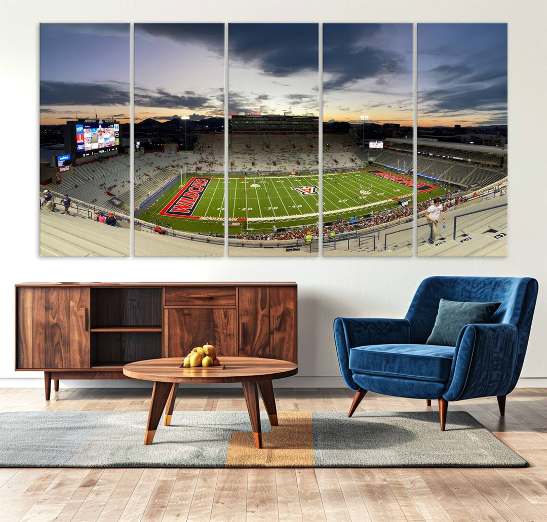 Arizona Wildcats Football Team Print - Tucson Arizona Stadium Wall Art Canvas Print