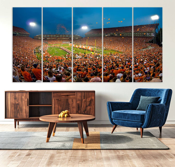 Clemson University Tigers Football Team Print - Clemson Memorial Stadium Wall Art Canvas Print