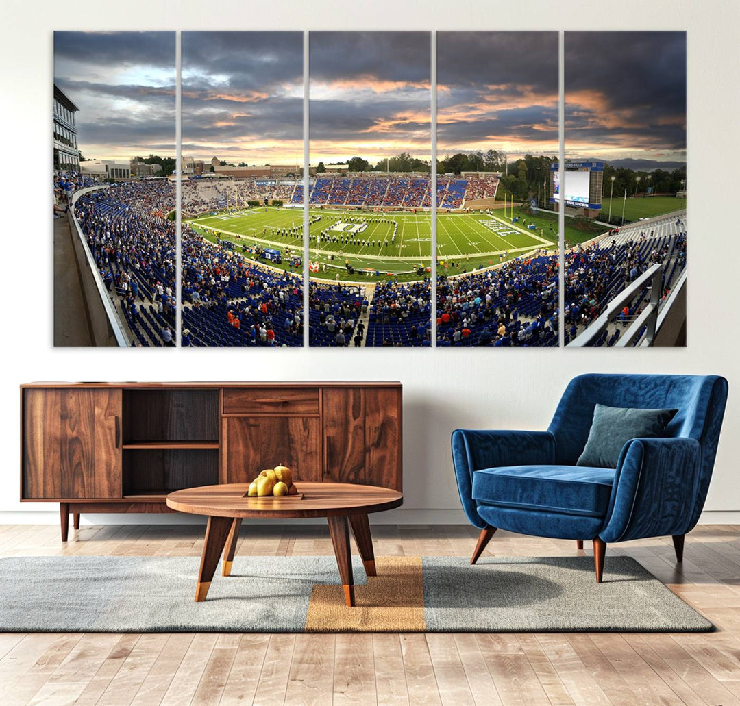 Duke University Blue Devils Football Team Print - Durham Wallace Wade Stadium Wall Art Canvas Print