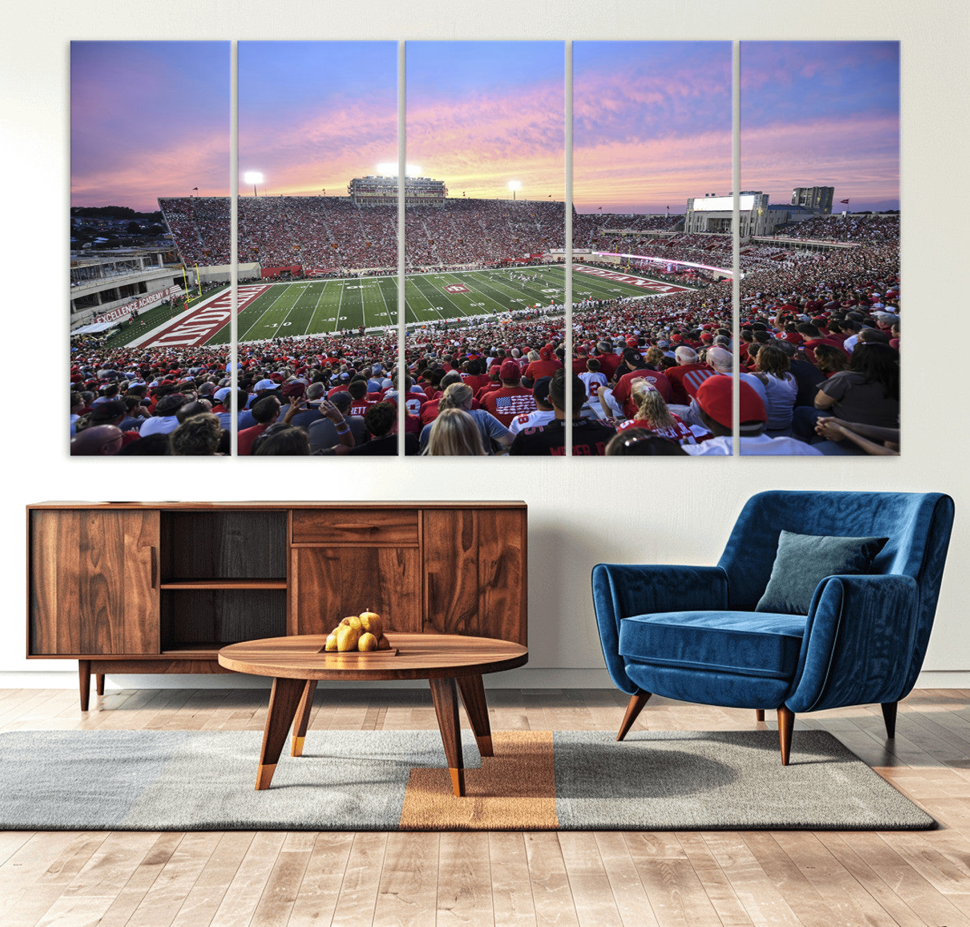 13046-MGV-CV-36X24-Indiana University Hoosiers Football Team Print - Bloomington Memorial Stadium Wall Art Canvas Print