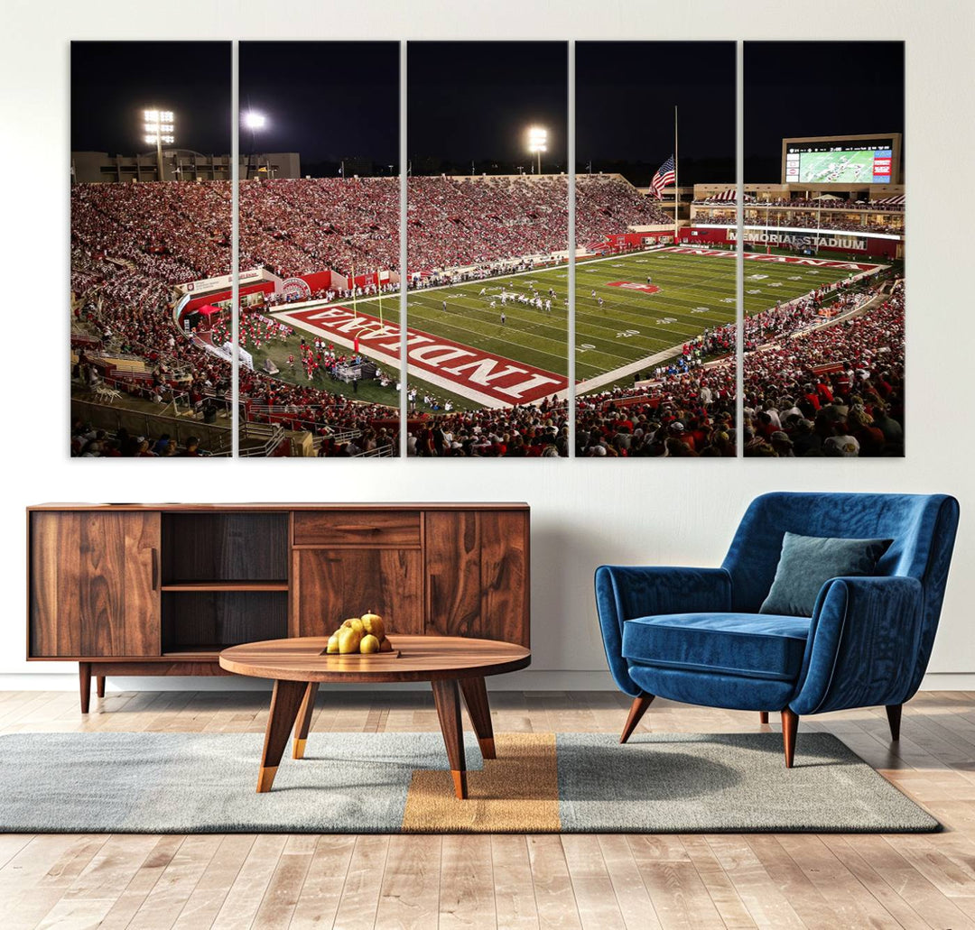 Indiana University Hoosiers Football Team Print - Bloomington Memorial Stadium Wall Art Canvas Print