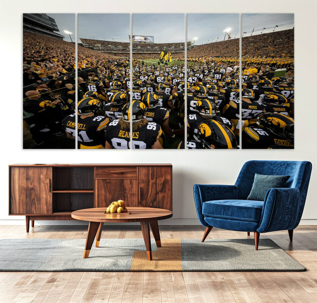 Iowa University Hawkeyes Football Team Print - Iowa City Kinnick Stadium Wall Art Canvas Print