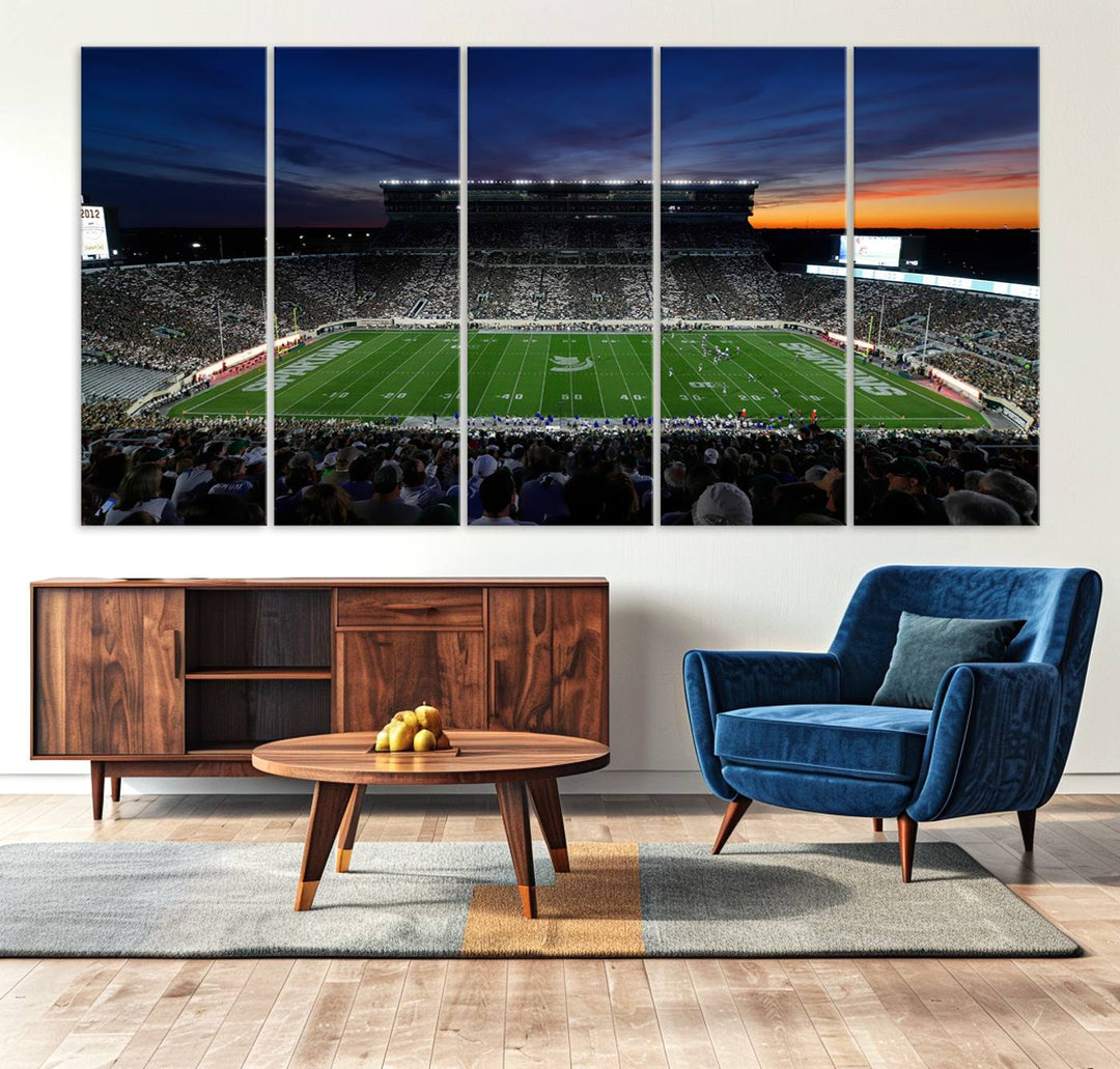 Michigan State Spartans Football Team Print - East Lansing Spartan Stadium Wall Art Canvas Print