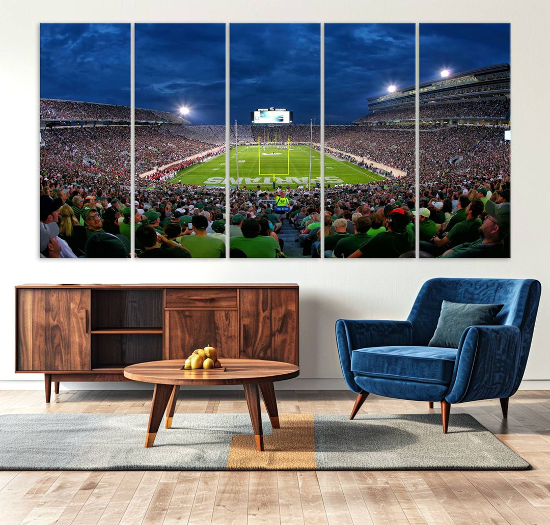 Michigan State Spartans Football Team Print - East Lansing Spartan Stadium Wall Art Canvas Print