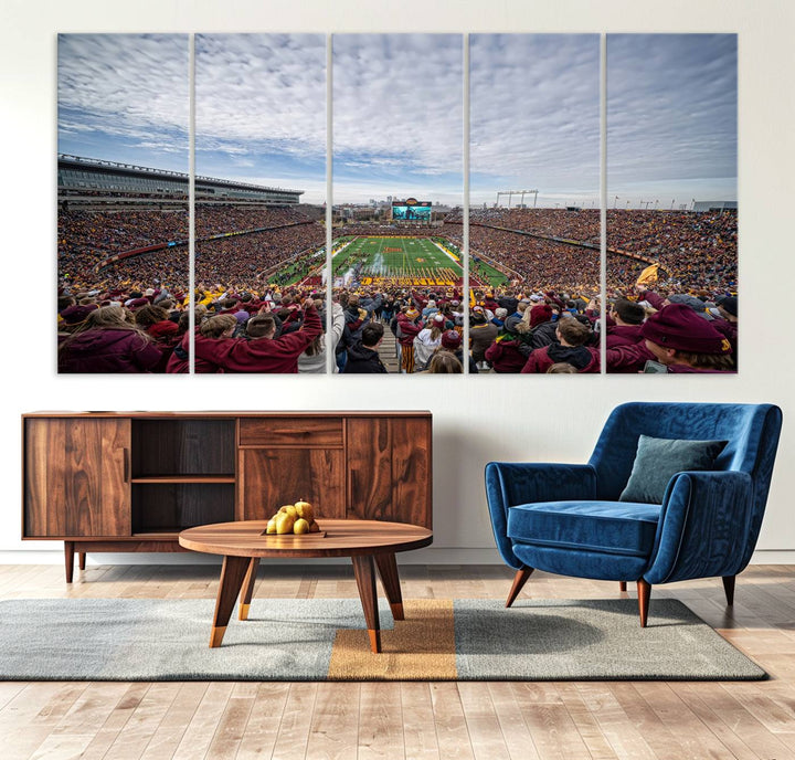 University of Minnesota Golden Gophers Football Team Print - Minneapolis Huntington Bank Stadium Wall Art Canvas Print