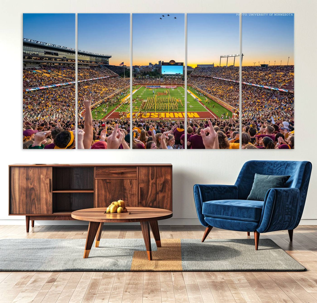 University of Minnesota Golden Gophers Football Team Print - Minneapolis Huntington Bank Stadium Wall Art Canvas Print