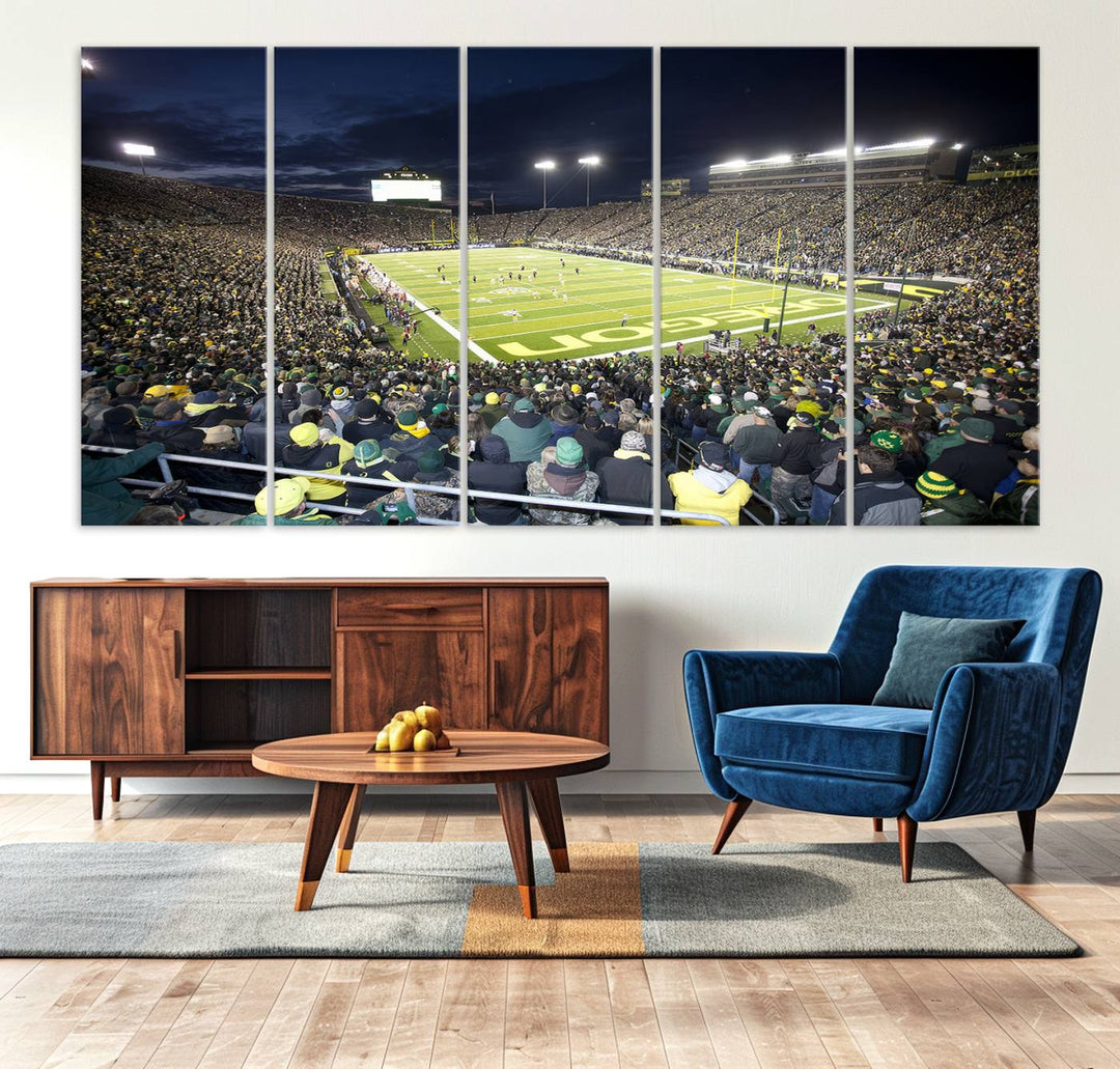 University of Oregon Ducks Football Team Print - Eugene Autzen Stadium Wall Art Canvas Print