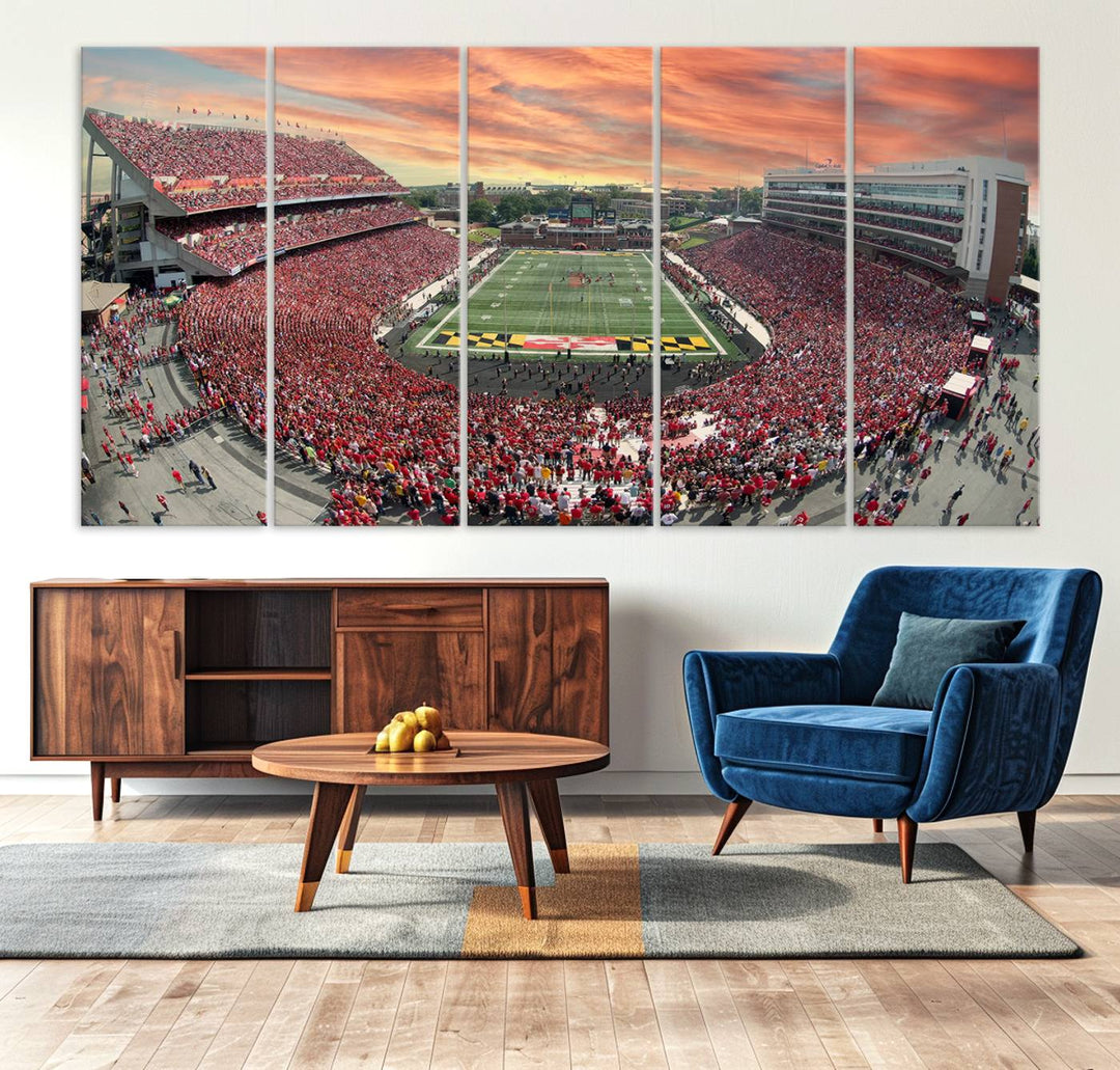 University of Maryland Terrapins Football Team Print - College Park SECU Stadium Wall Art Canvas Print