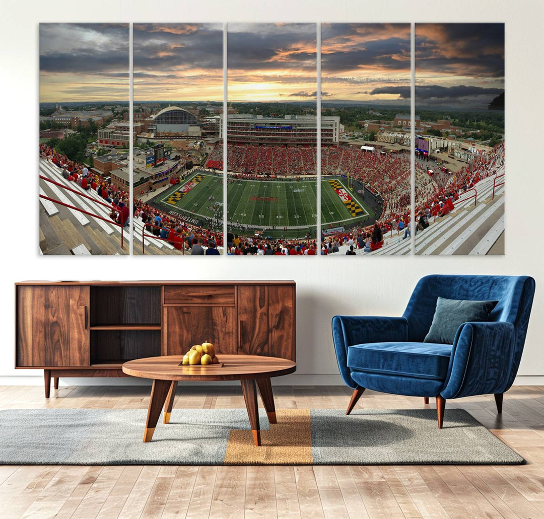 University of Maryland Terrapins Football Team Print - College Park SECU Stadium Wall Art Canvas Print