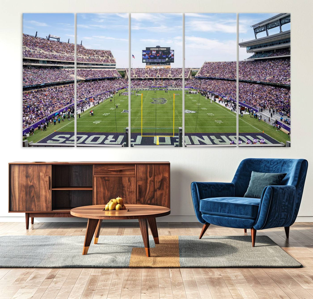 TCU Horned Frogs Football Team Print - Fort Worth Amon G. Carter Stadium Wall Art Canvas Print.t