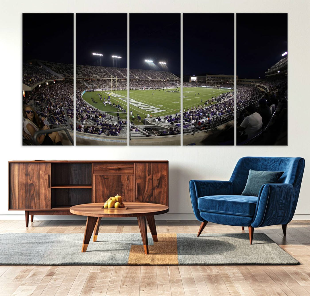 TCU Horned Frogs Football Team Print - Fort Worth Amon G. Carter Stadium Wall Art Canvas Print.