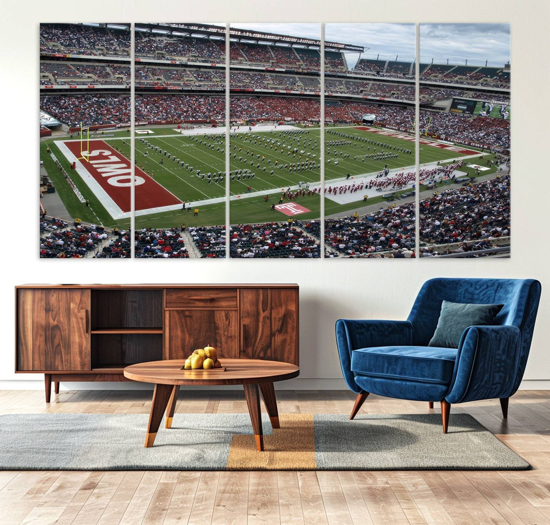 The Temple University Owls Athletics Team Print - Philadelphia Lincoln Financial Field Stadium Wall Art Canvas Print