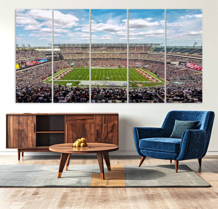 The Temple University Owls Athletics canvas print of a game at Lincoln Financial Field.