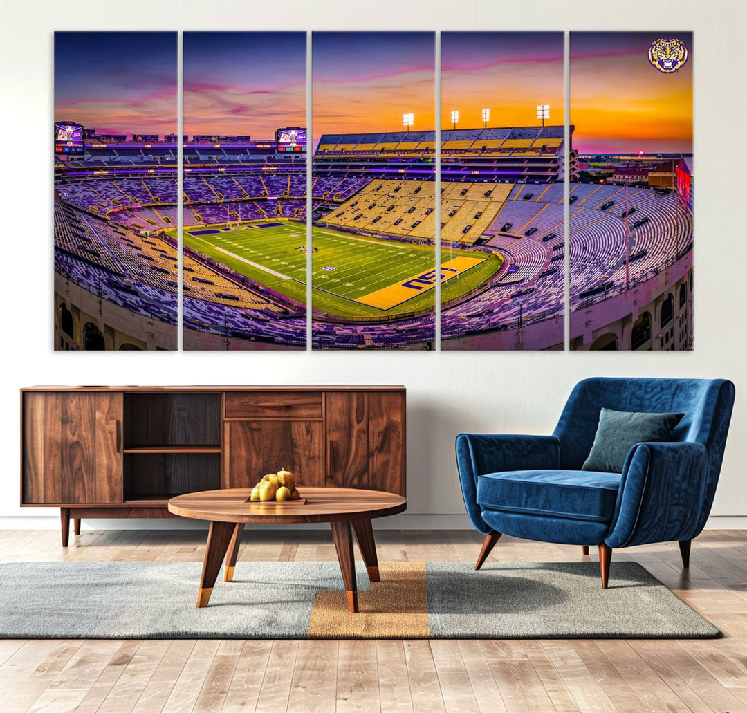 The Louisiana State University Tigers Football Team Print - Baton Rouge Tiger Stadium Wall Art Canvas Print