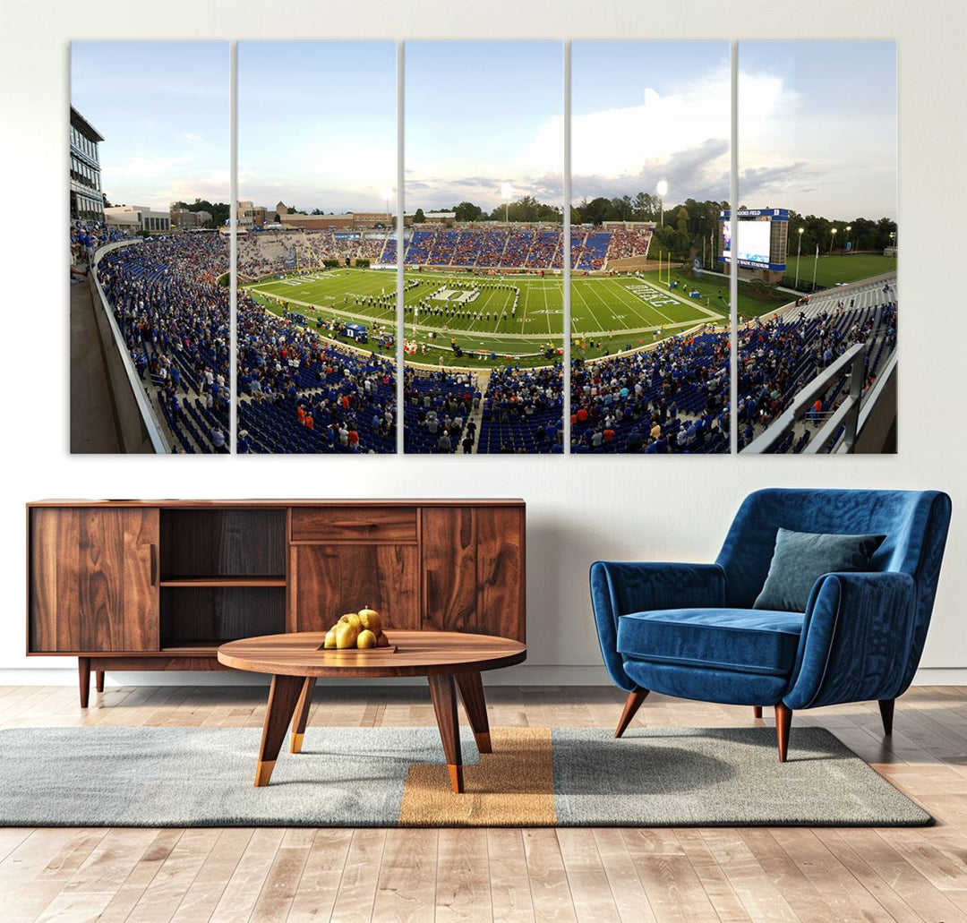 Wallace Wade Stadium print featuring a green field and sky.