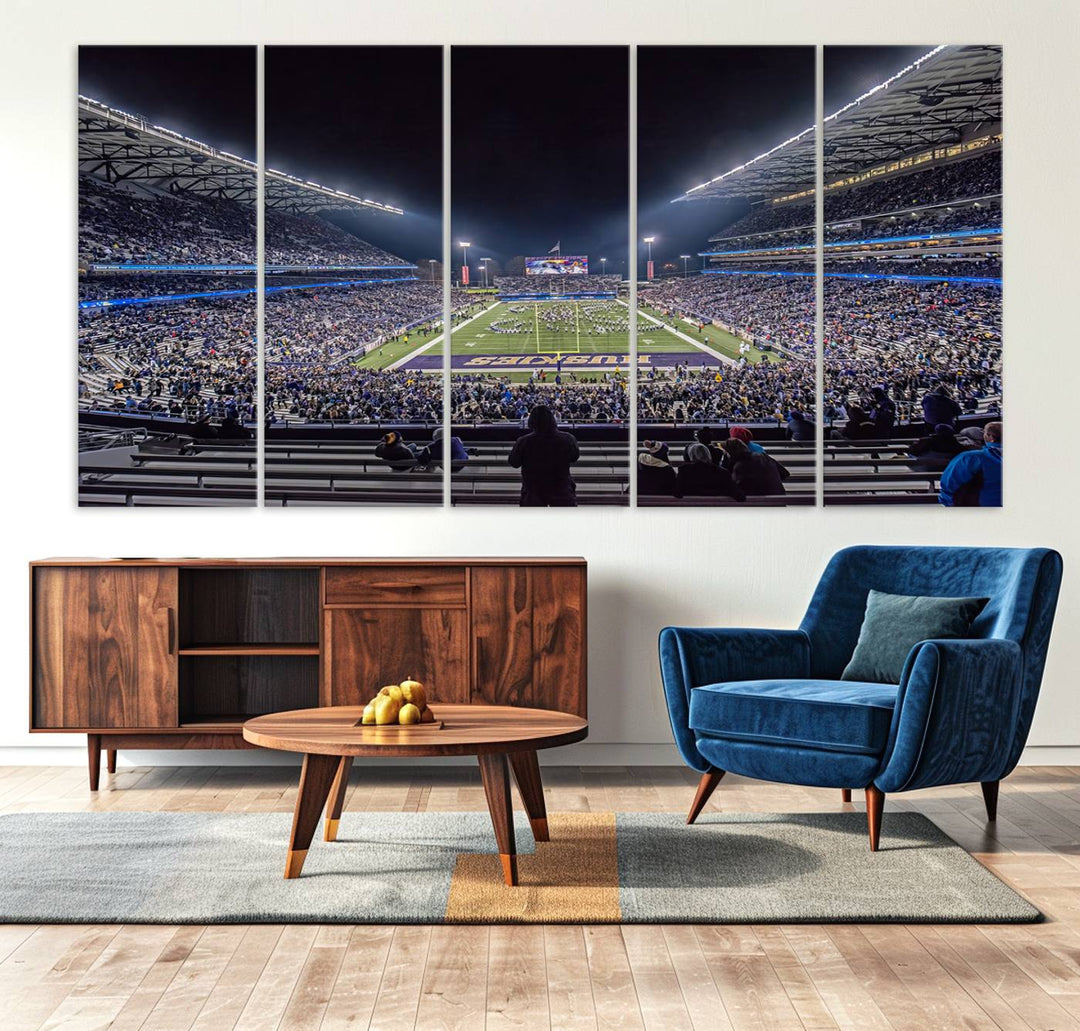 The University of Washington Huskies Football Team Print - Seattle Husky Stadium Wall Art Canvas Print