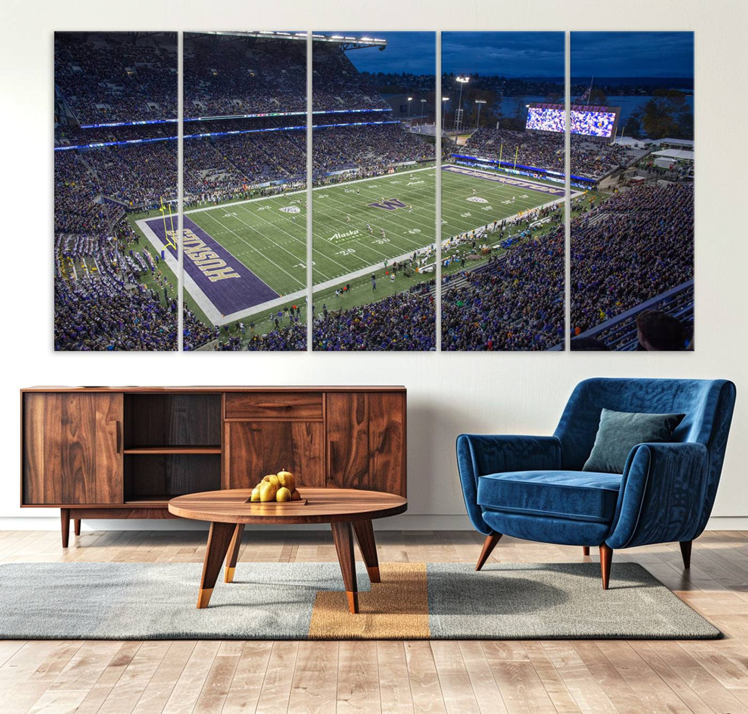 The University of Washington Huskies Football Team Print - Seattle Husky Stadium Wall Art Canvas Print