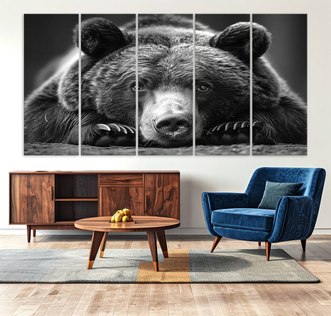 Resting Grizzly Bear Canvas Print | Ready to Hang Wall Art | Rustic Cabin & Farmhouse Decor | Wildlife Art