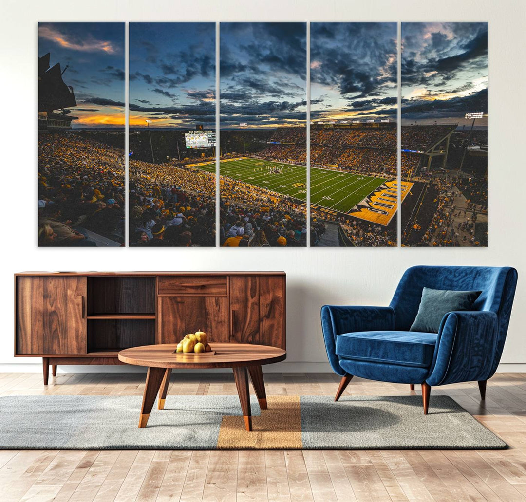 University of Wyoming Cowboys Football Team Print - Laramie War Memorial Stadium Wall Art Canvas Print