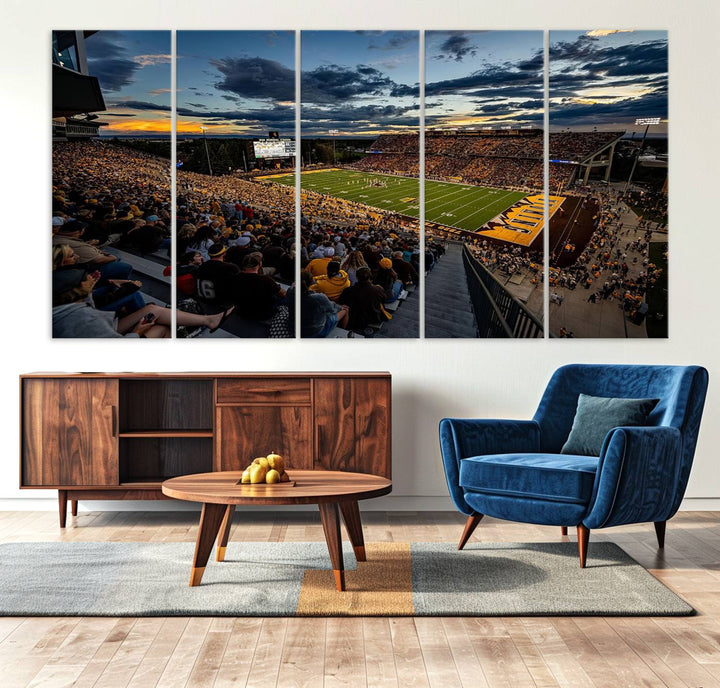 Cowboy Football War Memorial Stadium Wall Art | Ready to Hang Canvas Print of College Football Stadium at Sunset | Perfect for Sports Fans and Football Enthusiasts