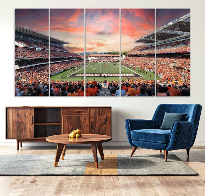 Oregon State Beavers Football Team Print - Corvallis Reser Stadium Wall Art Canvas Print