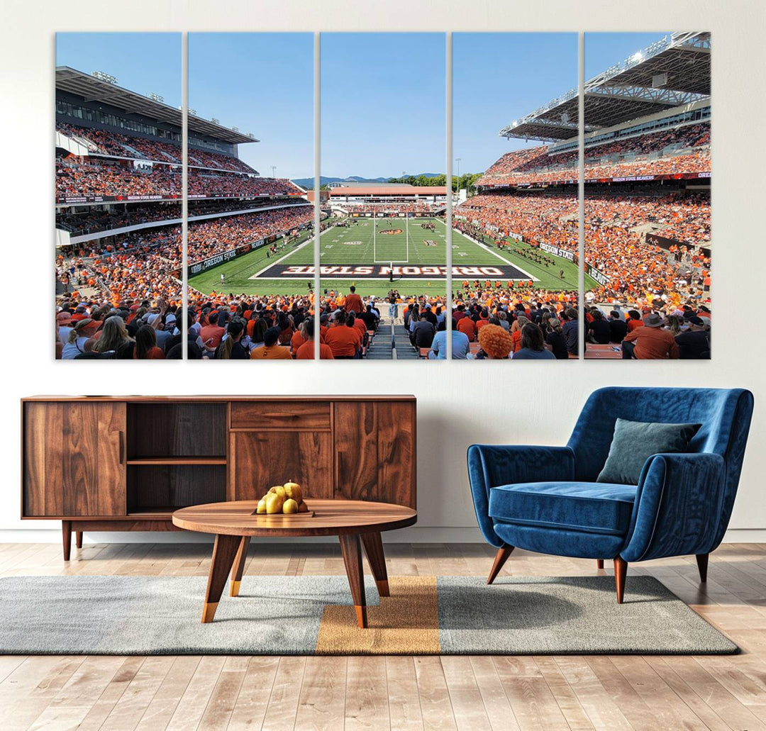 Oregon State Beavers Football Team Print - Corvallis Reser Stadium Wall Art Canvas Print