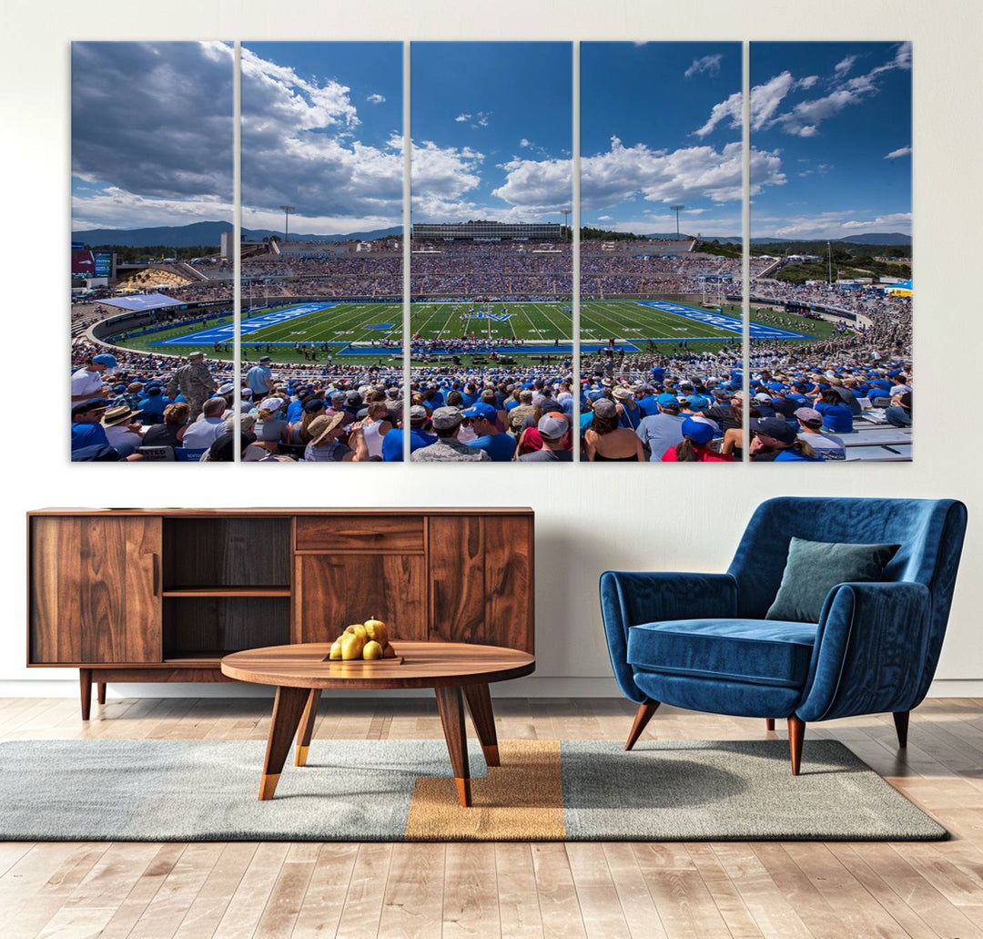 Air Force Falcons Football Team Print - Colorado Springs Falcon Stadium Wall Art Canvas Print