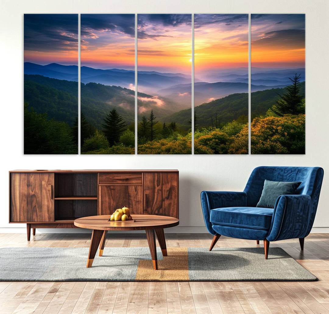 Majestic Mountain Sunrise Landscape Wall Art | Canvas Print Ready to Hang | Perfect for Farmhouse Wall Decor, Cabin Wall Art, Nature Lover’s Retreat