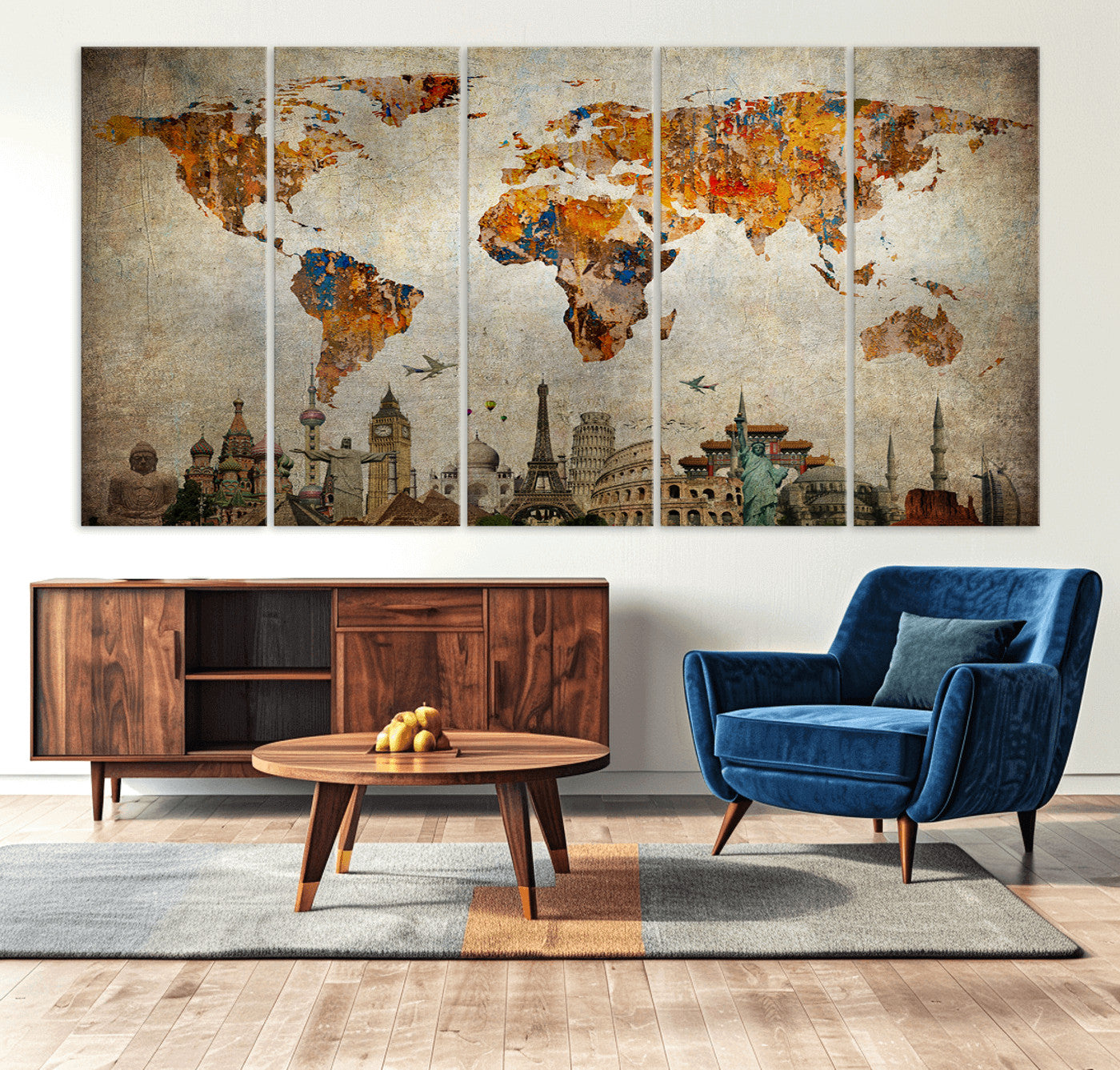 54918-MGV-CV-36X24-Push Pin World Map Canvas Print – Framed Wall Art for Couples to Track Their Travels – Anniversary Gift or Home Adventure Decor