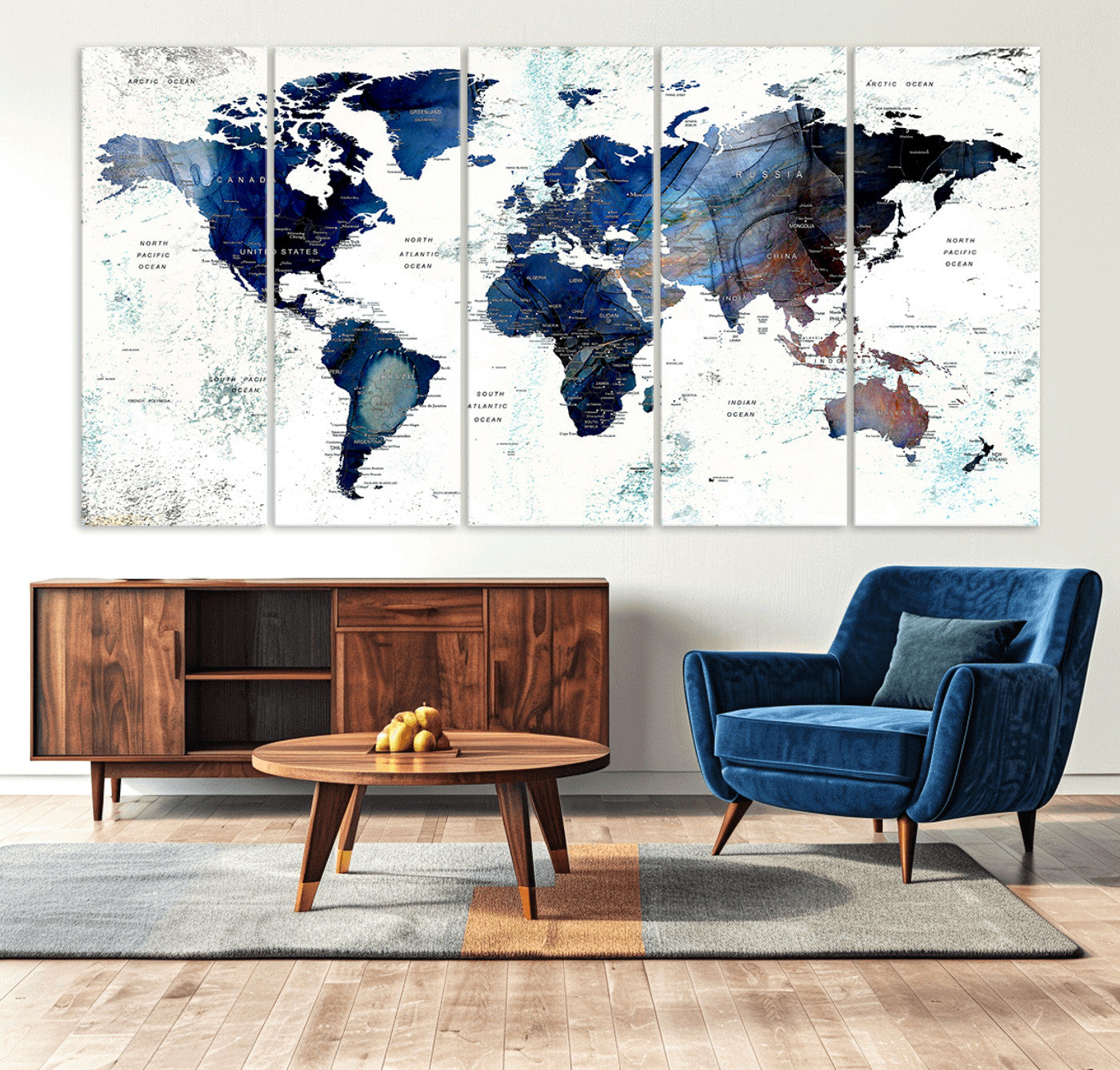 27071-MGV-CV-36X24-Push Pin World Map Canvas Print – Framed Wall Art for Couples to Track Their Travels – Anniversary Gift or Home Adventure Decor