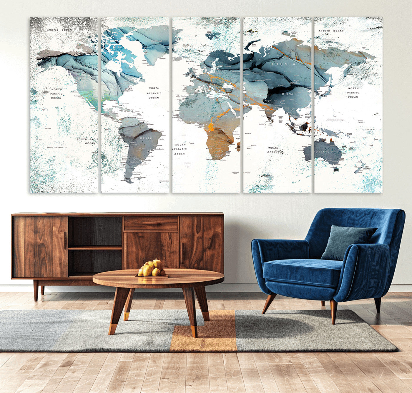 48730-MGV-CV-36X24-Push Pin World Map Canvas Print – Framed Wall Art for Couples to Track Their Travels – Anniversary Gift or Home Adventure Decor