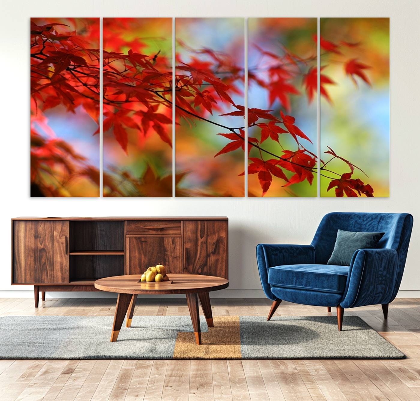 68946-MGV-CV-36X24-Red Leaves Autumn Forest Wall Art Canvas, Red Leaves Autumn Forest Canvas Print