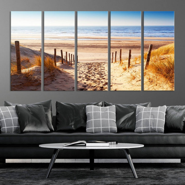 Serene Beach Path Canvas Art, Giclee Canvas Print with Gallery Wrap, Coastal Sand Dunes Wall Art Featuring Canon Print Quality