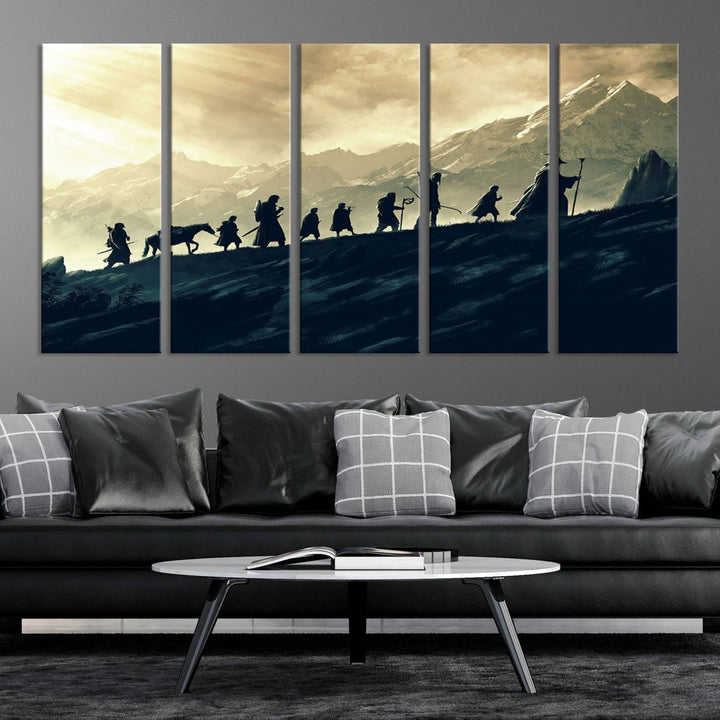 The living room features Lord of the Rings Silhouette Wall Art, capturing the epic quest through Middle-Earth.