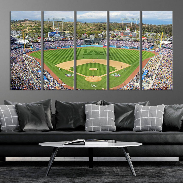 Aerial view of a sunny game day at Citi Field, captured in a 3-panel canvas print wall art.