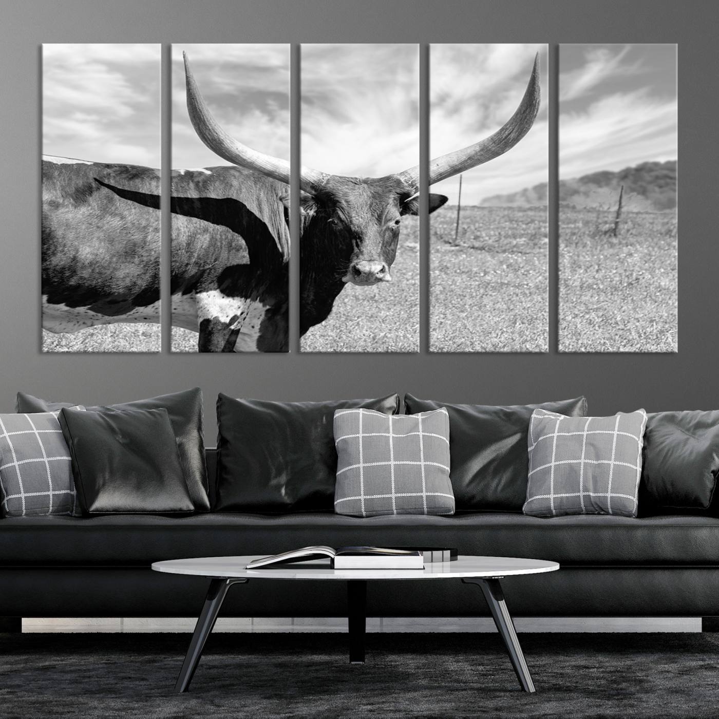 30017-MGV-CV-36X24-Cattle Wall Art Longhorn Cow Canvas Print