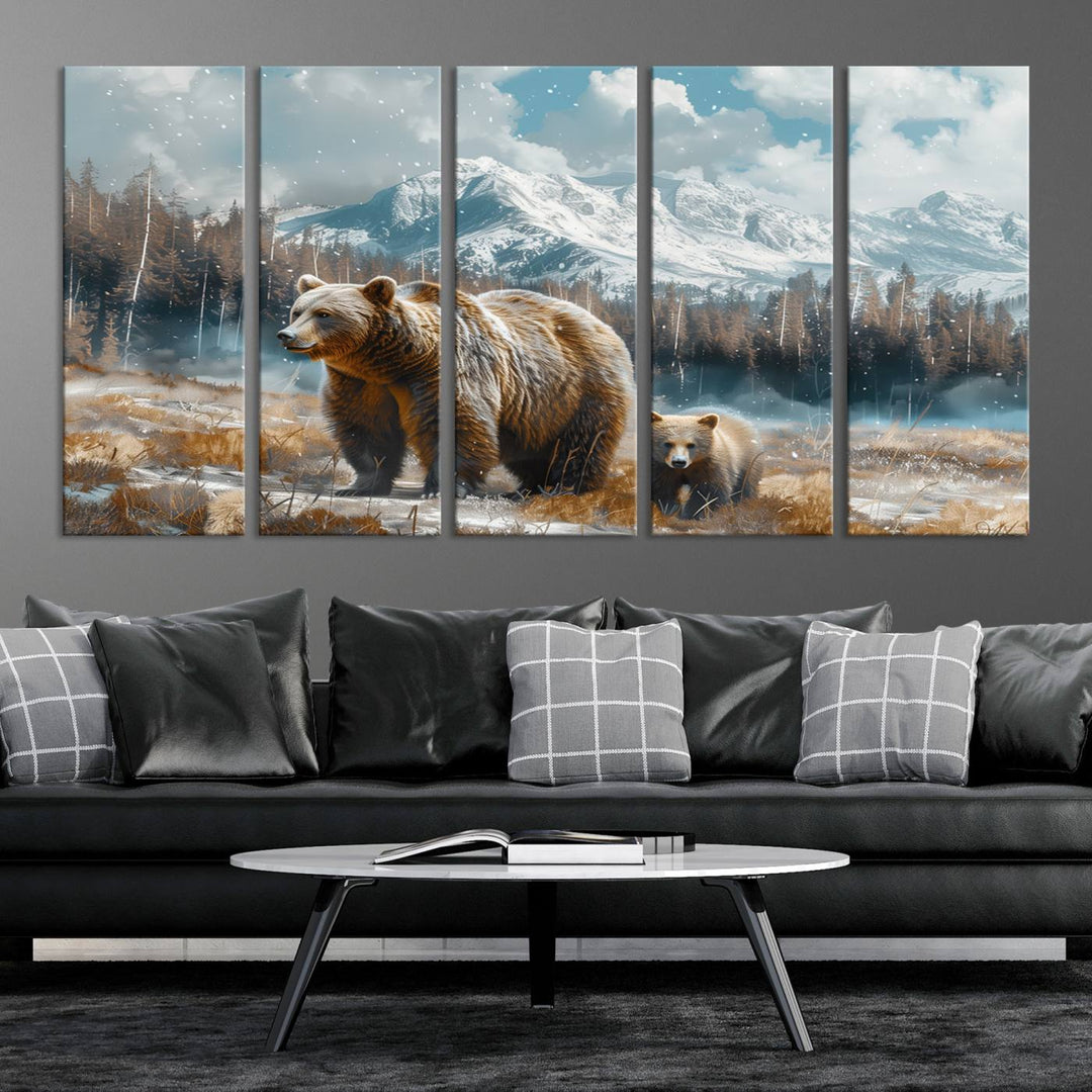 Bear and Baby Bear Wall Art Canvas Print is perfect nursery decor.