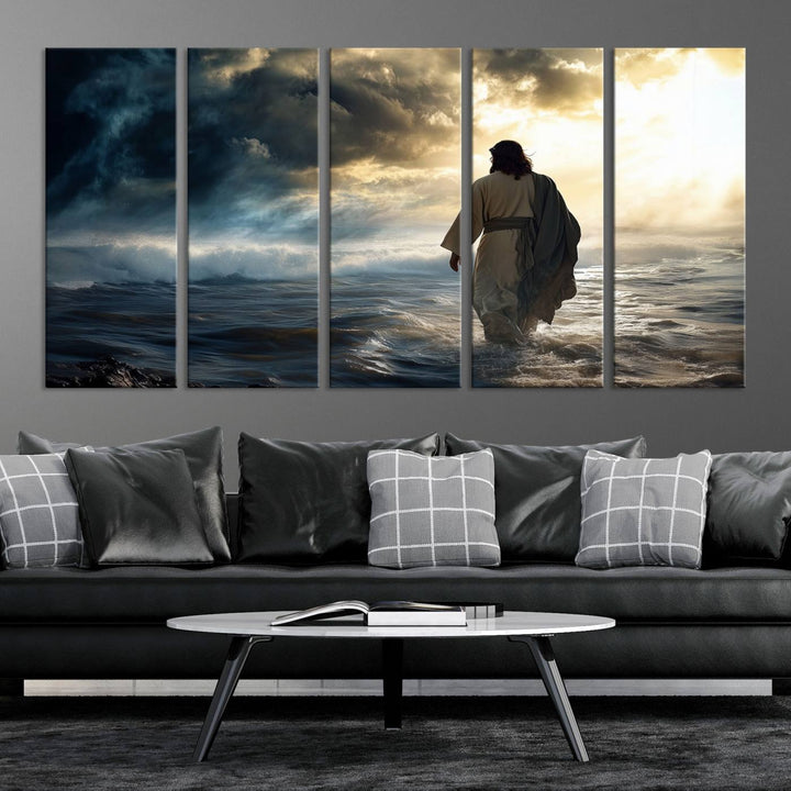 Jesus Walking on Water Wall Art | Canvas Print | Ready to Hang | Christian Home Decor | Spiritual Faith Wall Art | Inspirational Religious Wall Decor